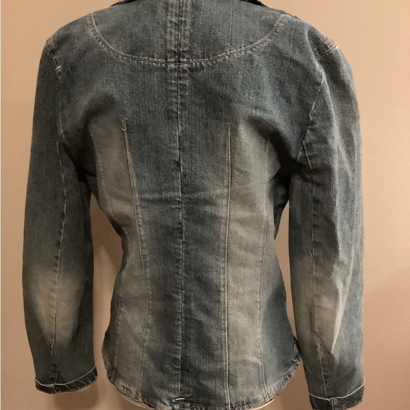 Moto denim jacket, size small - Picture 3 of 4